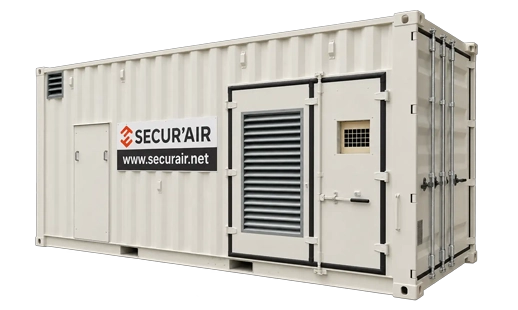 Vue extérieure d’une unité mobile SECUR’AIR disponible à la location